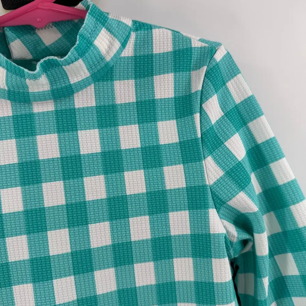 MARYSIA SWIM Bumby x Maisonette Rashguard Girls SZ 8 Check Shirt Top Gingham NWT